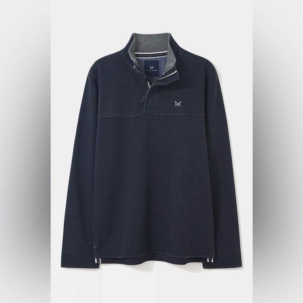 Crew Clothing Padstow Piqué Sweatshirt Dark Navy 100% Cotton Size XL